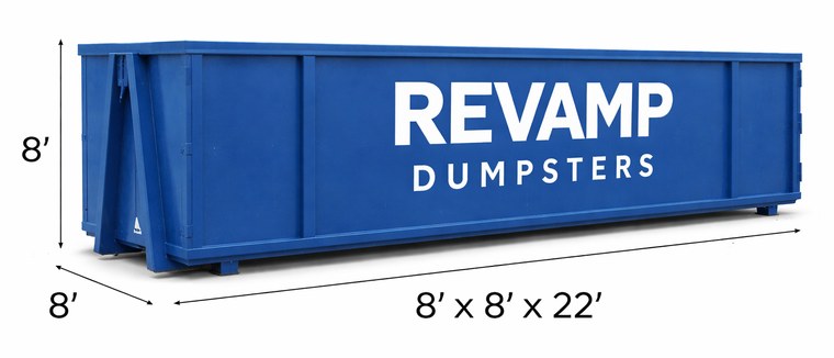 40 yard dumpster rental from Revamp Dumpsters, 22 by 8 by 8 feet, Nashville TN